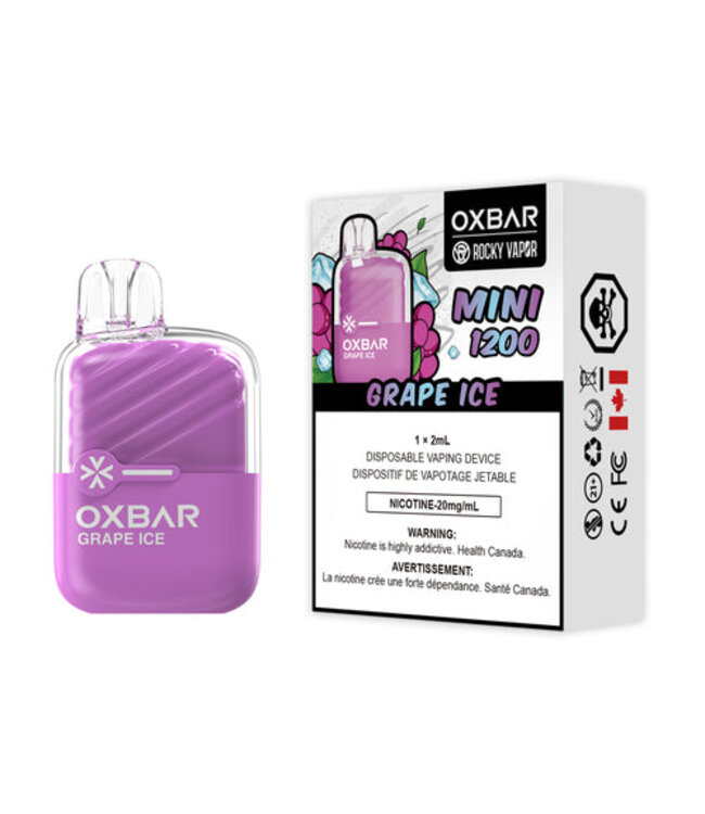 ROCKY VAPOR OXBAR MINI 1200 - Grape Ice 20 mg Disposable Vape - ON