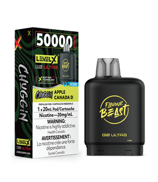 Level X Boost G2 Ultra 50K LEVEL X BOOST G2 ULTRA 50K - FLAVOUR BEAST - Chuggin' Apple Canada D Iced - 20 mg - ON