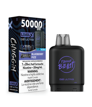 Level X Boost G2 Ultra 50K LEVEL X BOOST G2 ULTRA 50K - FLAVOUR BEAST - Chuggin' Blueberry Fizz Iced - 20 mg - ON