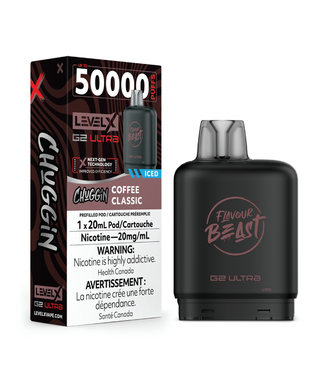 Level X Boost G2 Ultra 50K LEVEL X BOOST G2 ULTRA 50K - FLAVOUR BEAST - Chuggin' Coffee Classic Iced - 20 mg - ON