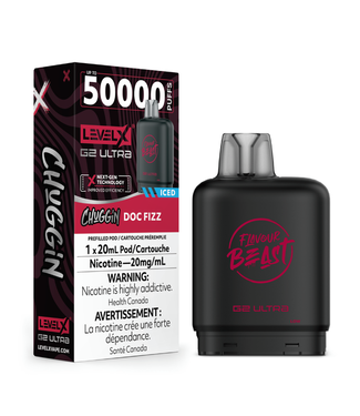Level X Boost G2 Ultra 50K LEVEL X BOOST G2 ULTRA 50K - FLAVOUR BEAST - Chuggin' Doc Fizz Iced - 20 mg - ON