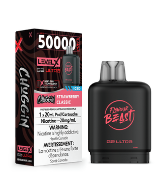 Level X Boost G2 Ultra 50K LEVEL X BOOST G2 ULTRA 50K - FLAVOUR BEAST - Chuggin' Strawberry Classic Iced - 20 mg - ON