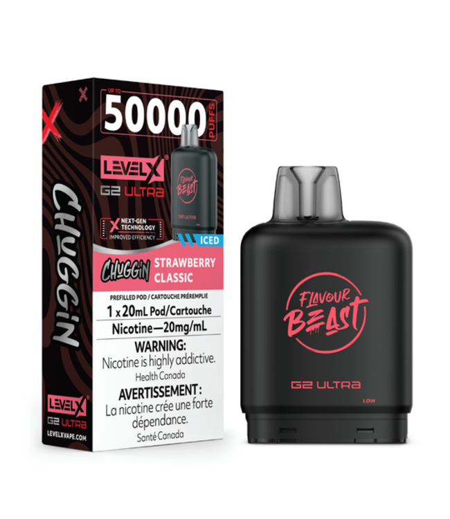 LEVEL X BOOST G2 ULTRA 50K - FLAVOUR BEAST - Chuggin' Strawberry Classic Iced - 20 mg - ON