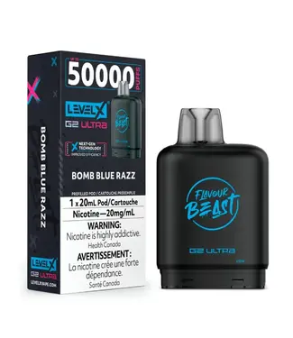Level X Boost G2 Ultra 50K FLAVOUR BEAST - Bomb Blue Razz - 20 mg Disposable Vape Pod - ON