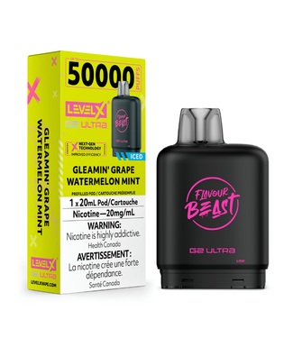 Level X Boost G2 Ultra 50K LEVEL X BOOST G2 ULTRA 50K - FLAVOUR BEAST - Gleamin' Grape Watermelon Mint Iced - 20 mg - ON