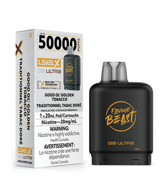 Level X Boost G2 Ultra 50K LEVEL X BOOST G2 ULTRA 50K - FLAVOUR BEAST - Good Ol' Golden Tobacco - 20 mg - ON