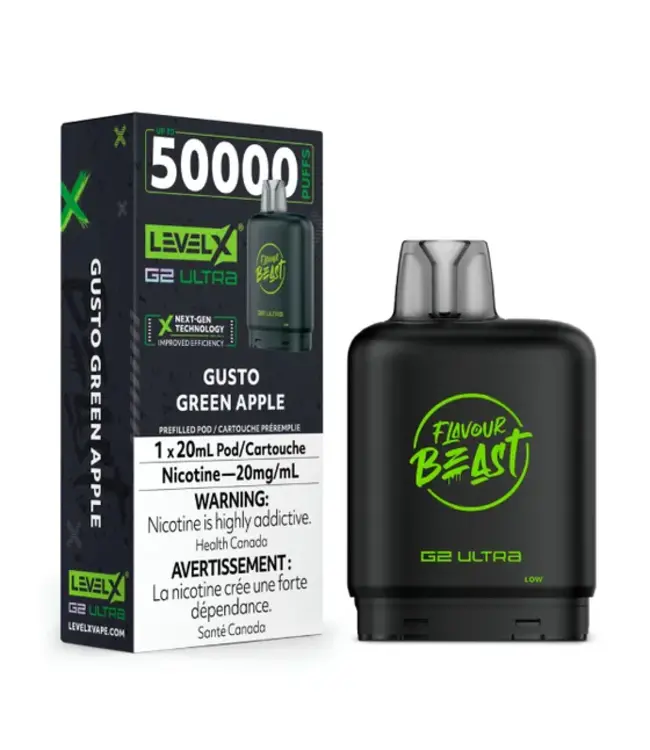 LEVEL X BOOST G2 ULTRA 50K - FLAVOUR BEAST - Gusto Green Apple - 20 mg - ON