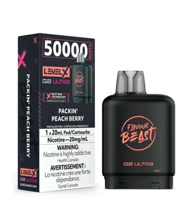 LEVEL X BOOST G2 ULTRA 50K - FLAVOUR BEAST - Packin' Peach Berry - 20 mg - ON