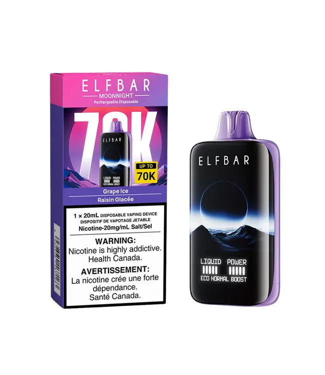 ELF BAR MOONNIGHT 70K - Grape Ice 20 mg Disposable Vape - ON