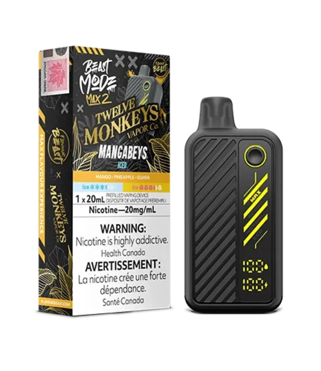 FLAVOUR BEAST BEAST MODE MAX 2 x 12 MONKEYS 50K - Mangabeys Iced 20 mg Disposable Vape - ON