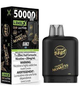 LEVEL X BOOST G2 ULTRA x 12 MONKEYS 50K LEVEL X BOOST G2 ULTRA x 12 MONKEYS 50K - 20ml - Kanzi Iced - 20 mg - ON