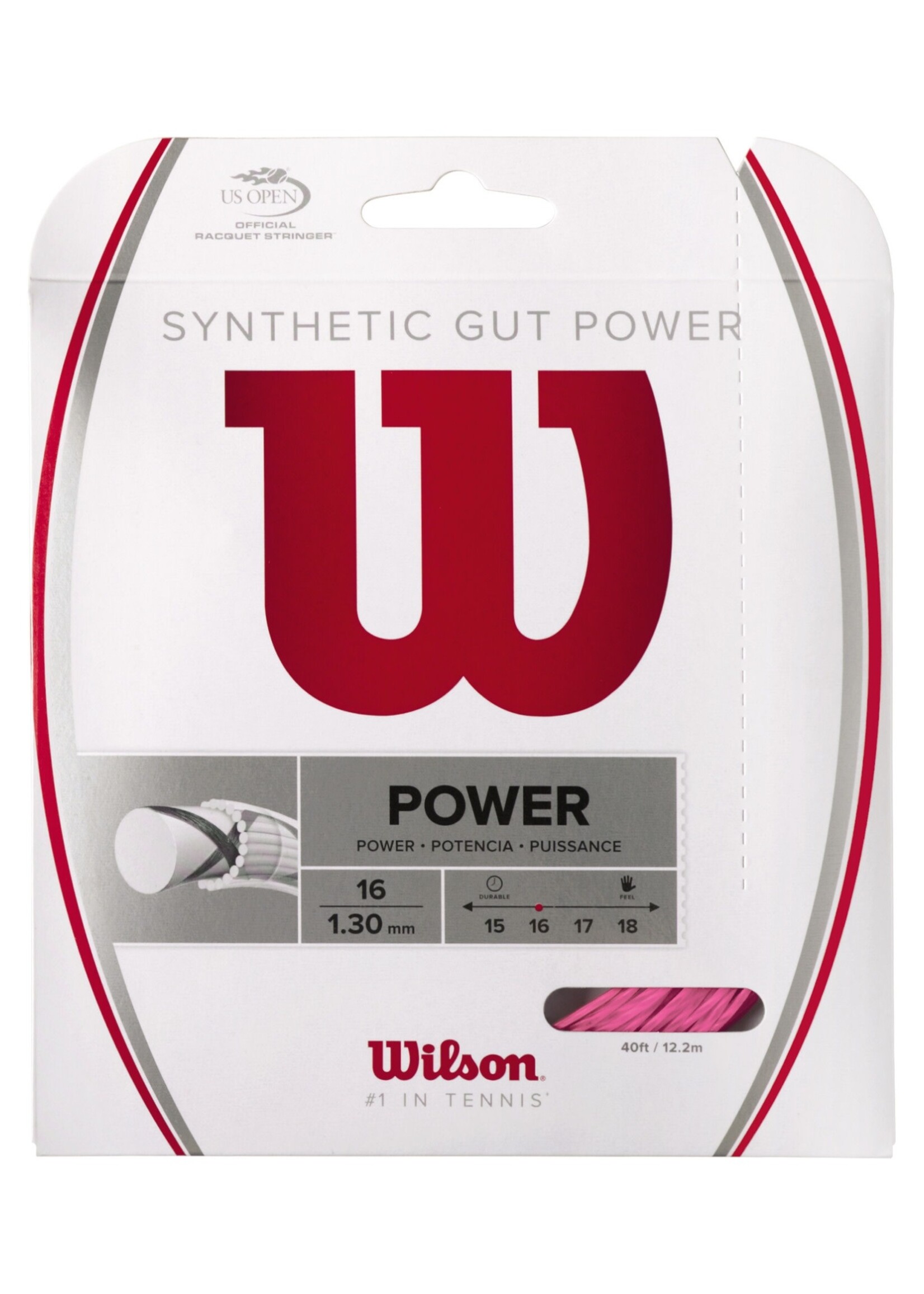 Wilson Wilson Synthetic Gut Power Cuerda de Tenis Rosa 130/16