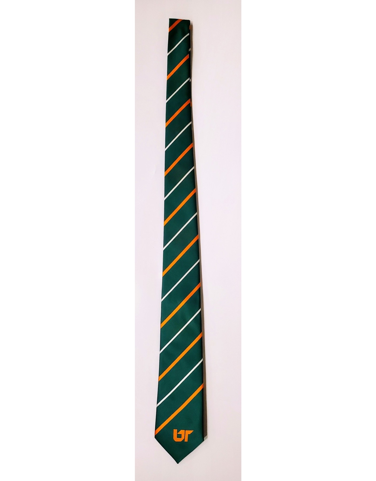 GREEN UT TIE w/ WHITE/ORANGE STRIPE