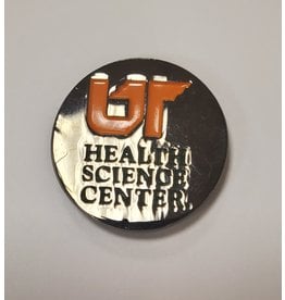 1" MAGNETIC LAPEL PIN - BLACK NICKEL w/ GRN/ORG IMPRINT