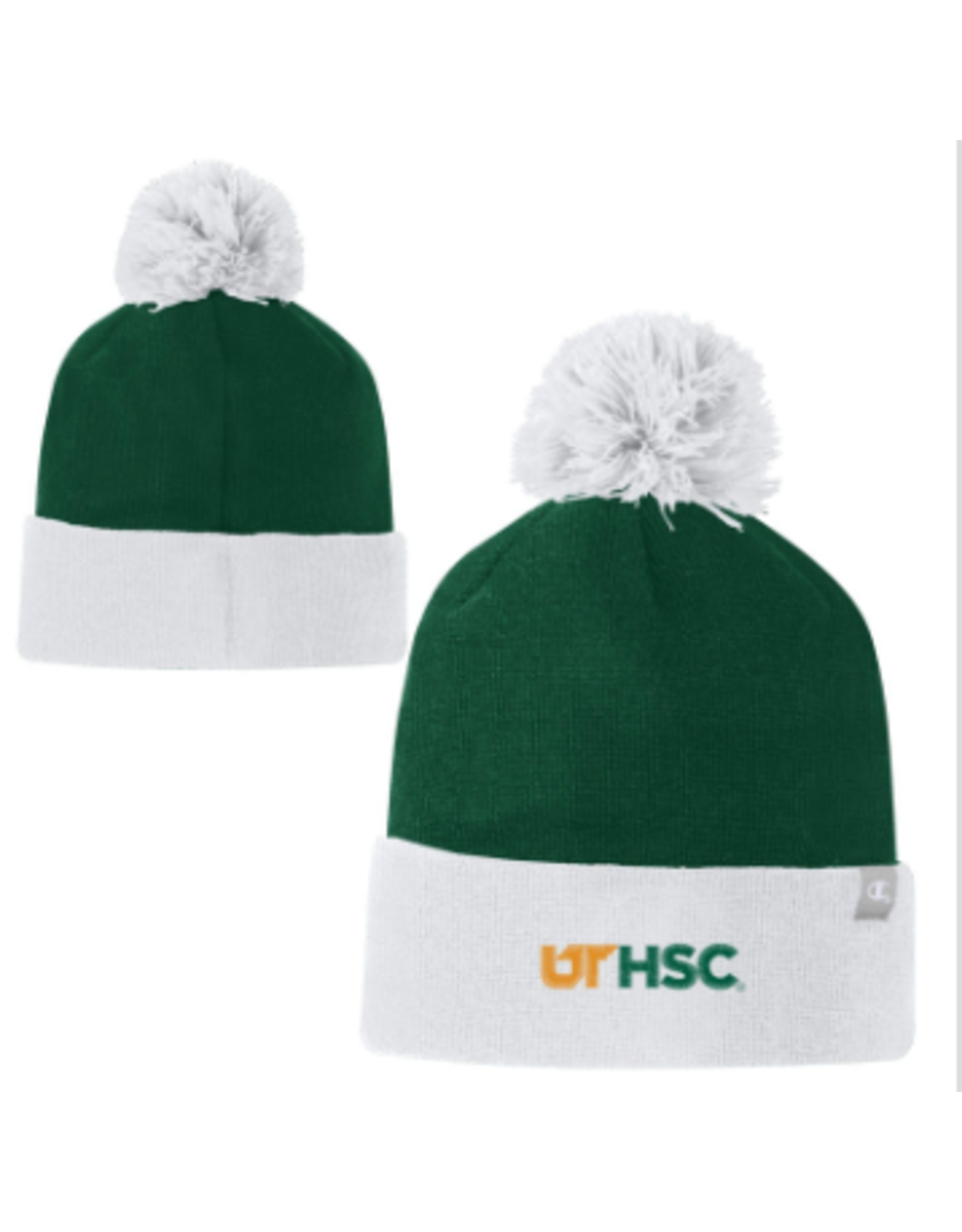 CHAMPION UTHSC CHAMPION BEANIE w/ POM - GRN/WHT