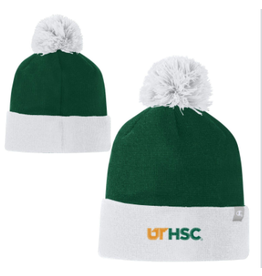 CHAMPION UTHSC CHAMPION BEANIE w/ POM - GRN/WHT