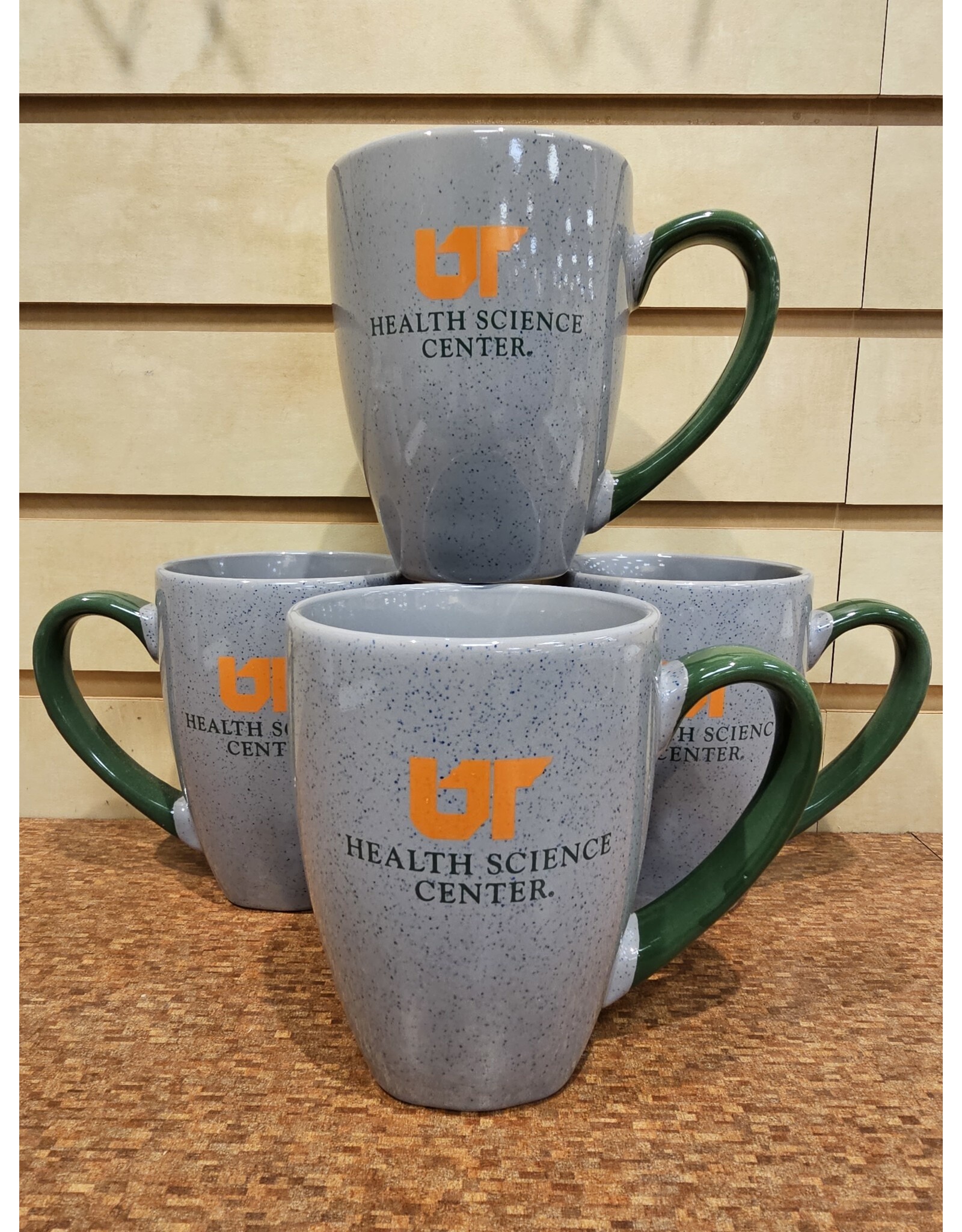 16oz GRAYSTONE MUG w/ GREEN HANDLE UTHSC ORG/GRN