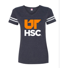 WOMEN'S FOOTBALL V-NECK FINE JERSEY TEE