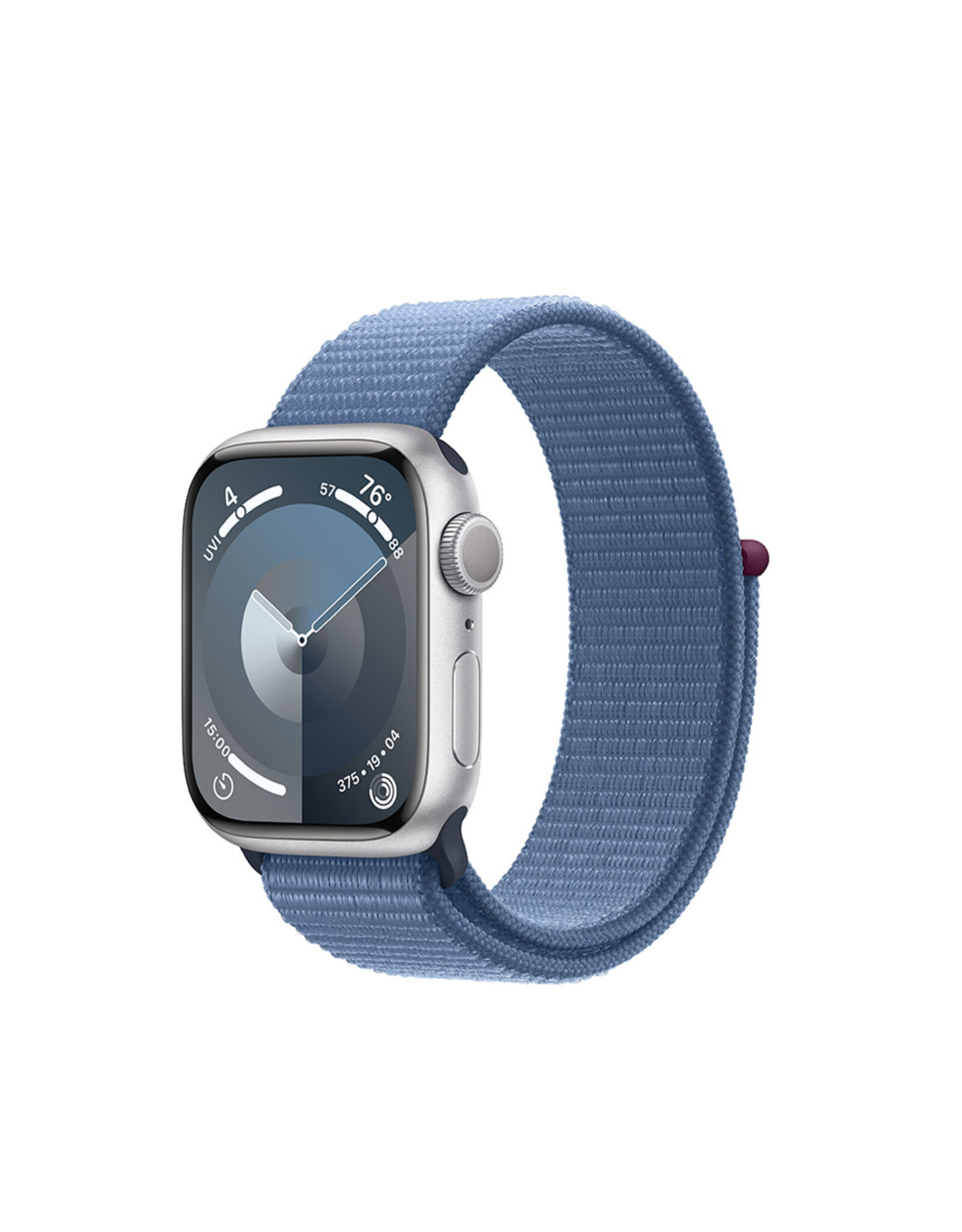 APPLE REDUCED FROM $399 APPLE WATCH SERIES 9 GPS 41mm SILVER ALUMINUM CASE w/ WINTER BLUE SPORT LOOP - CARBON NEUTRAL