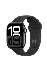 APPLE APPLE WATCH SERIES 10 GPS 46MM JET BLACK ALUMINUM CASE w BLACK SPORT BAND