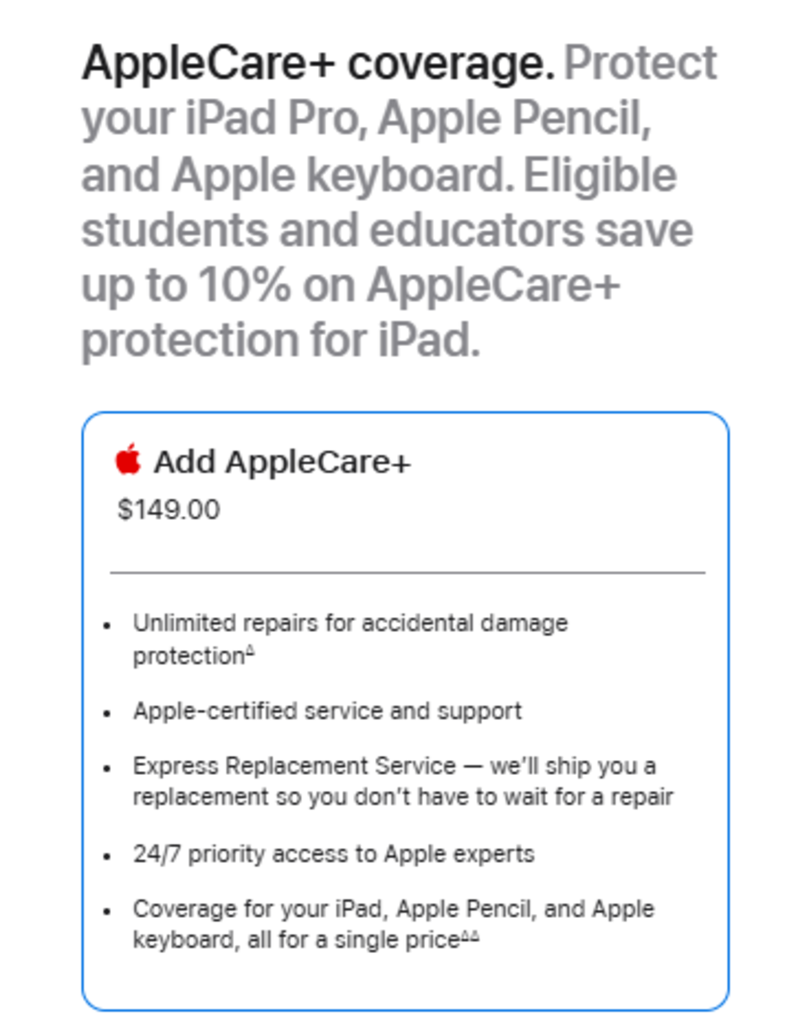 APPLE APPLECARE+ 13-INCH IPAD PRO
