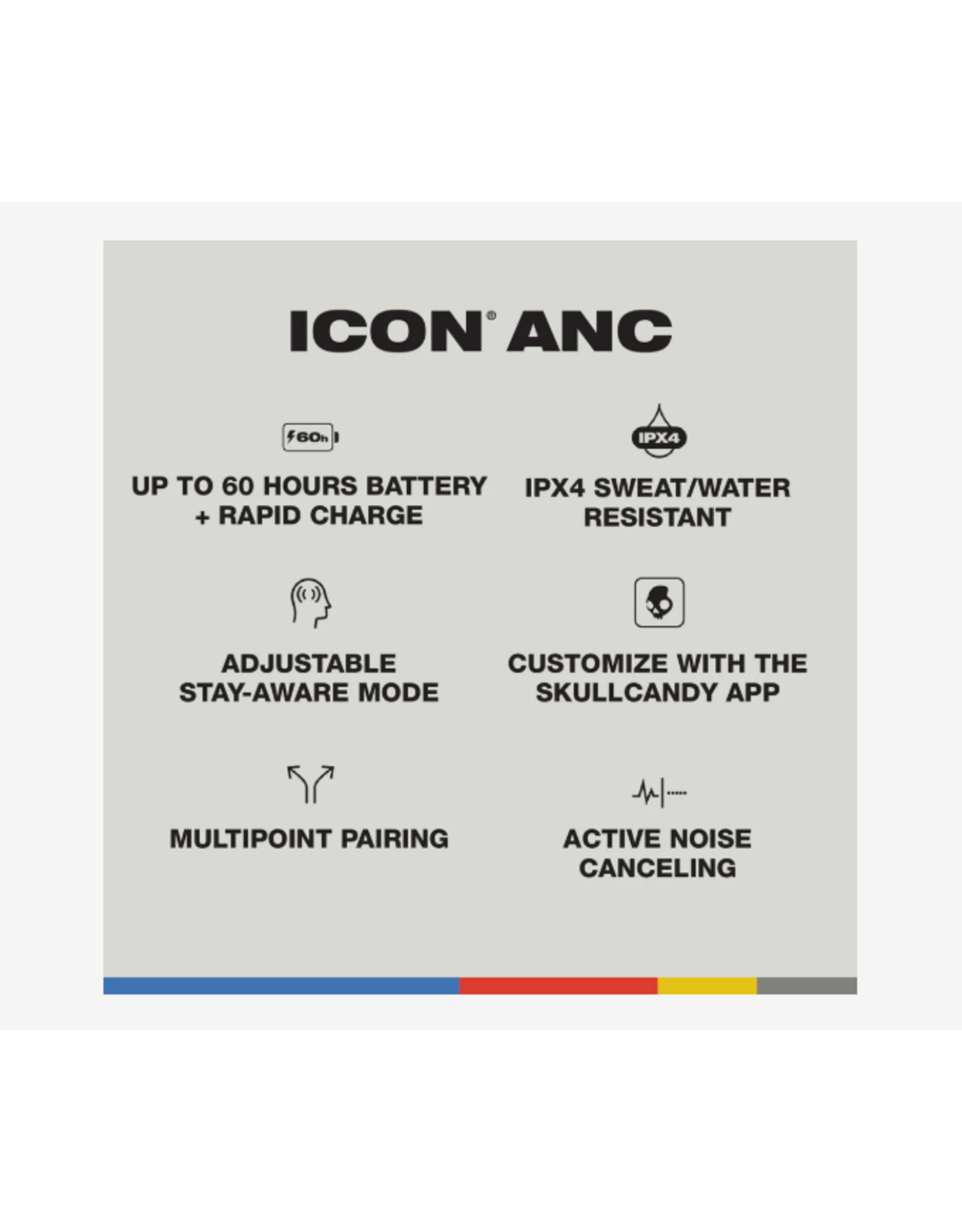SKULLCANDY SKULLCANDY ICON ANC WIRELESS ON-EAR HEADPHONES - PRIMER