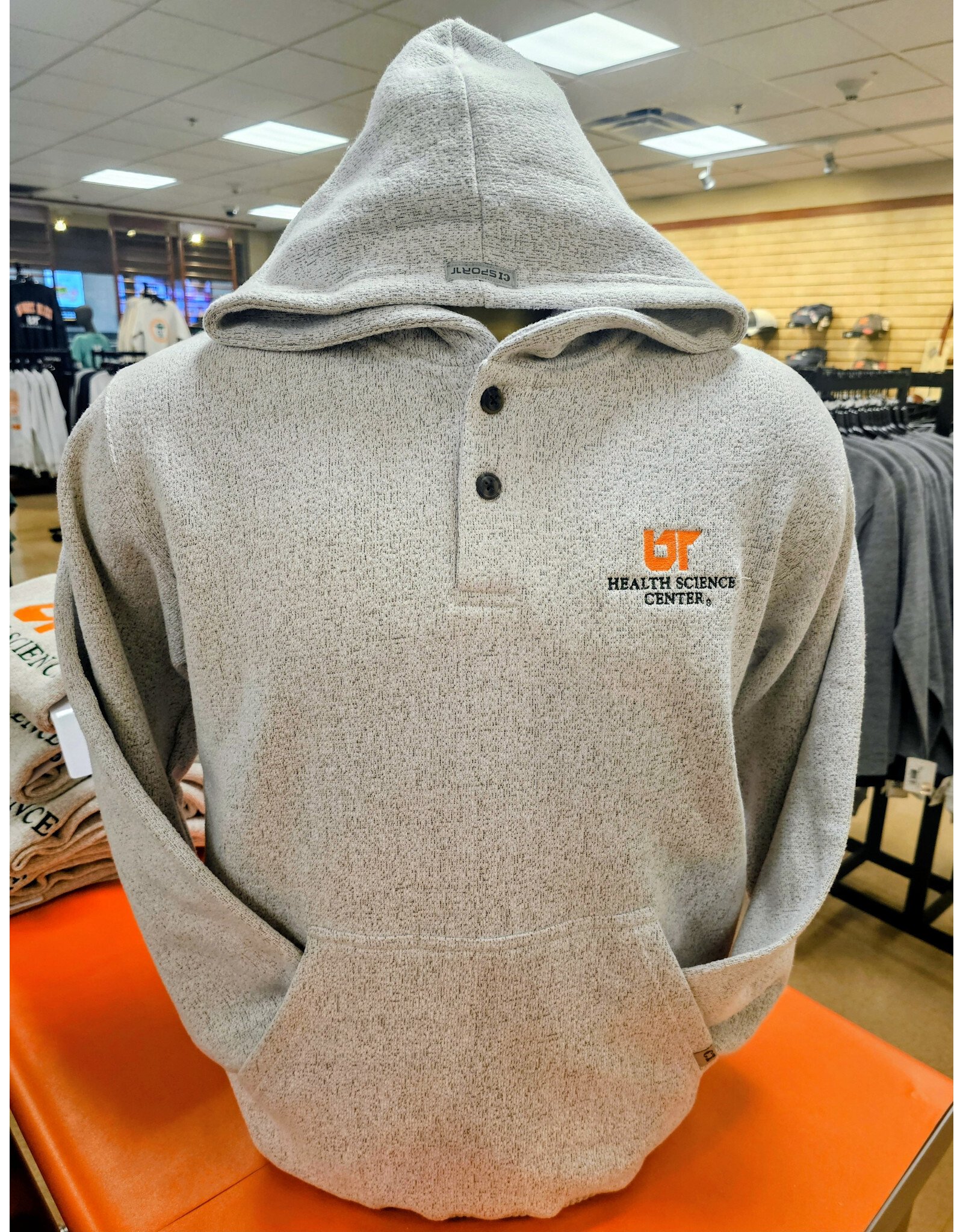 CI SPORT UTHSC HARBOR BUTTON HOOD LIGHT GREY