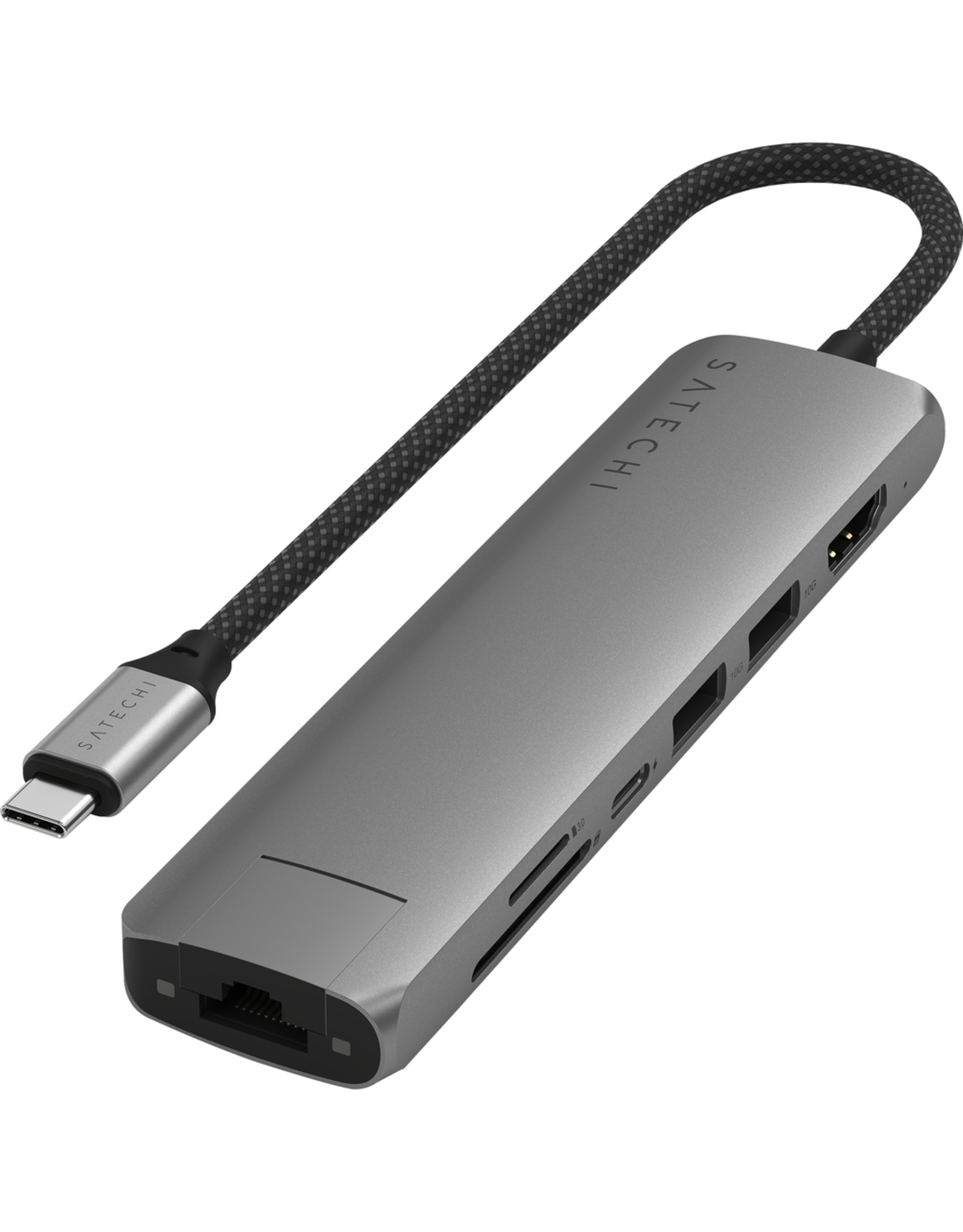SATECHI SATECHI 7-N-1 USB-C SLIM MULTIPORT w/ ETHERNET ADAPTER SPACE GRAY