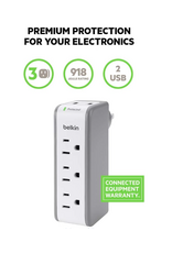 BELKIN MINI SURGE PROTECTOR w/ USB Charger