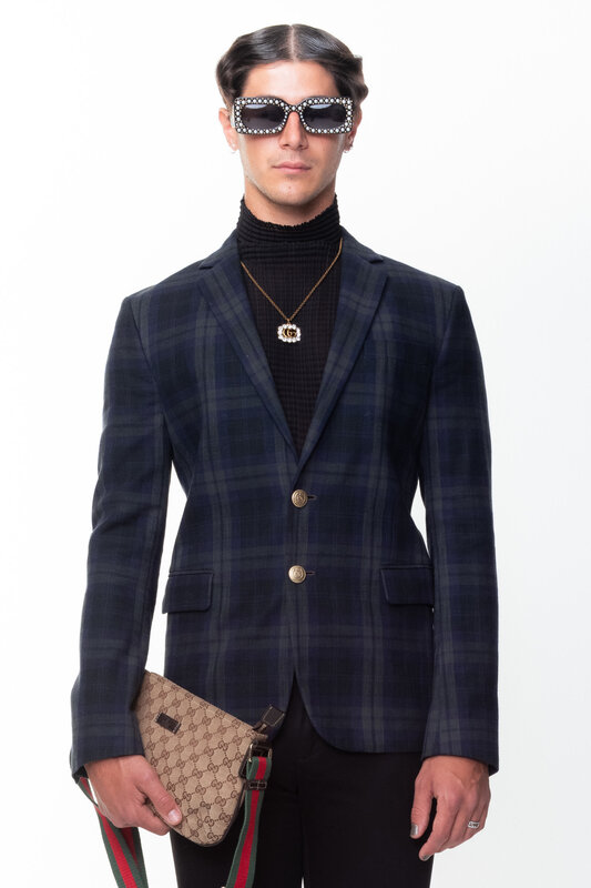 DSQUARED2 NAVY PLAID BLAZER (48 IT Small fit) - CRTBLNCHSHP