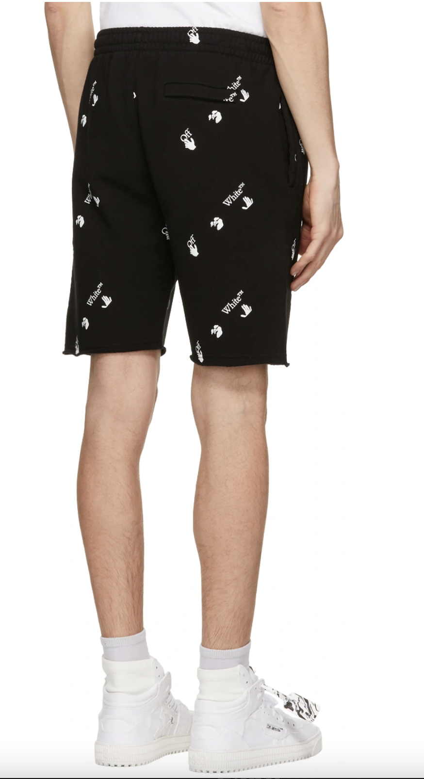 OFF WHITE ALL OVER LOGO SHORTS (M) BLACK