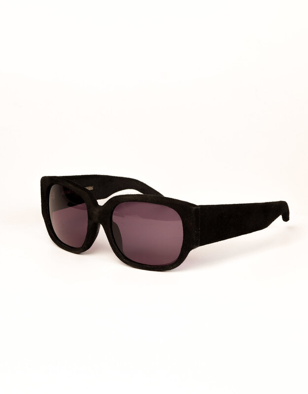 ALEXANDER WANG X LINDA FARROW ALEXANDER WANG X LINDA FARROW BLACK SUEDE CURVE SUNGLASSES
