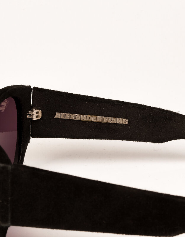 ALEXANDER WANG X LINDA FARROW ALEXANDER WANG X LINDA FARROW BLACK SUEDE CURVE SUNGLASSES
