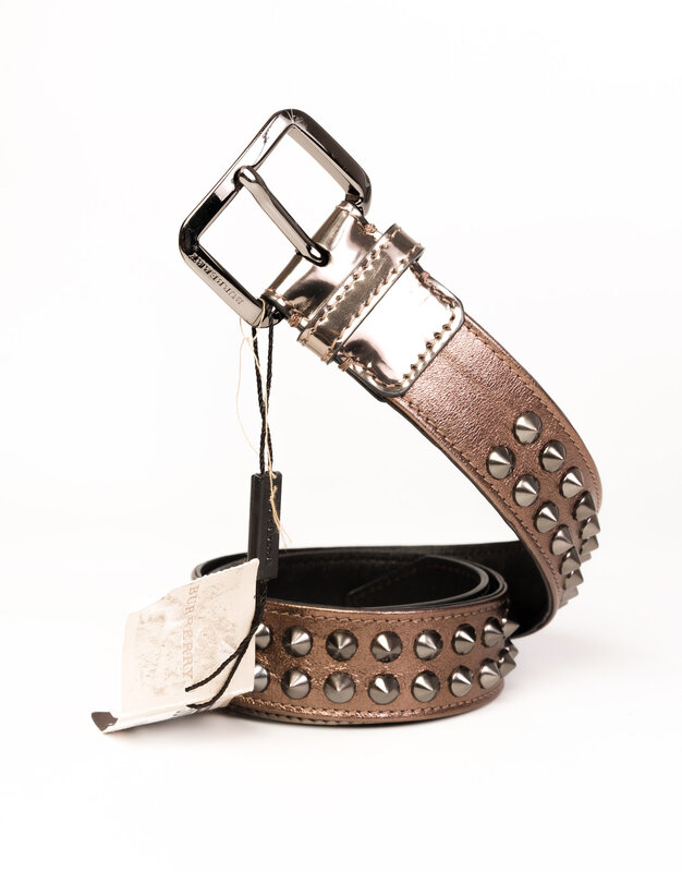 BURBERRY STUDDED DARK NICKEL BELT (SIZE 28/70)
