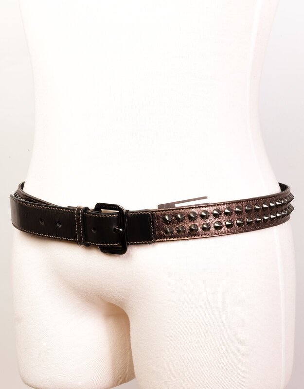 BURBERRY STUDDED DARK NICKEL BELT (SIZE 28/70)