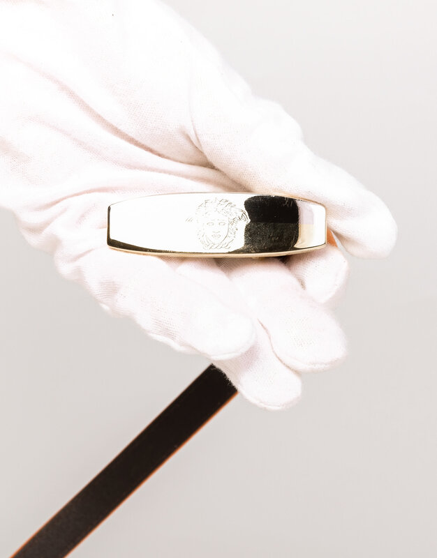 GIANNI VERSACE GIANNI VERSACE SKINNY MEDUSA BUCKLE BELT (SIZE 65/26)