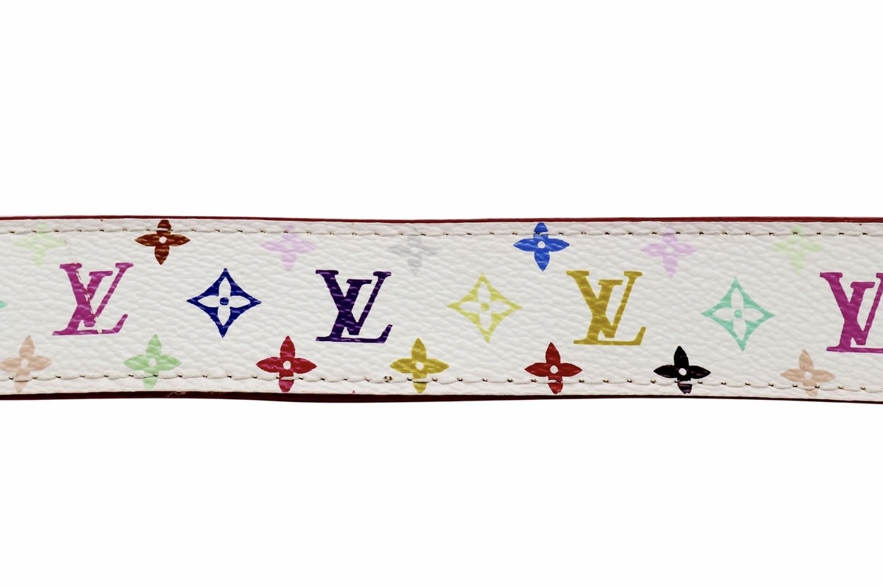 Louis Vuitton Pattern Print, White Vintage 2003 Waist Belt S