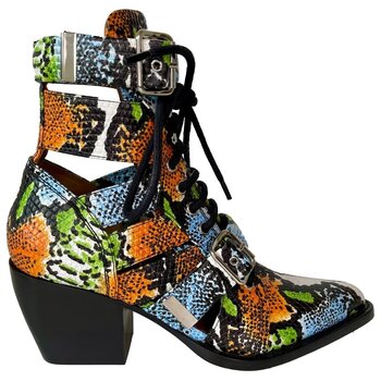 CHLOE CHLOE LEATHER SNAKE PRINT RYLEE BOOTS (38.5 EU)