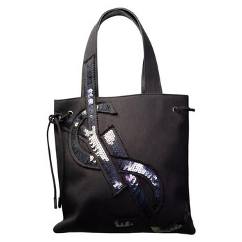 SAINT LAURENT SAINT LAURENT CANVAS SAC MONOGRAM SEQUIN TOTE BAG (219365)