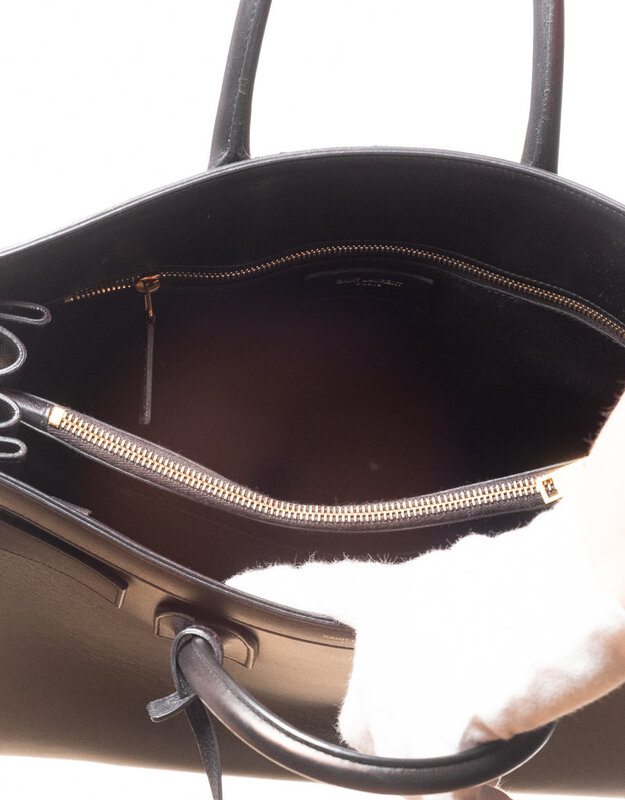 SAINT LAURENT SAC DU JOUR MEDIUM BLACK LEATHER TOTE