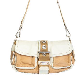 PRADA PRADA VINTAGE TESSUTO BUCKLE BEIGE CROSSBODY BAG