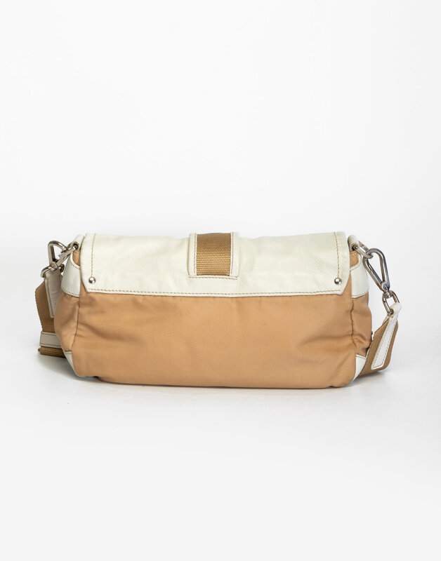PRADA PRADA VINTAGE TESSUTO BUCKLE BEIGE CROSSBODY BAG