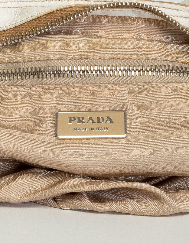 PRADA PRADA VINTAGE TESSUTO BUCKLE BEIGE CROSSBODY BAG