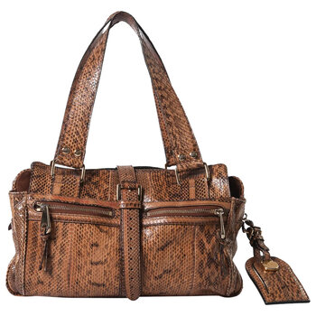 MULBERRY MULBERRY MABLE BROWN PYTHON BOWLING BAG