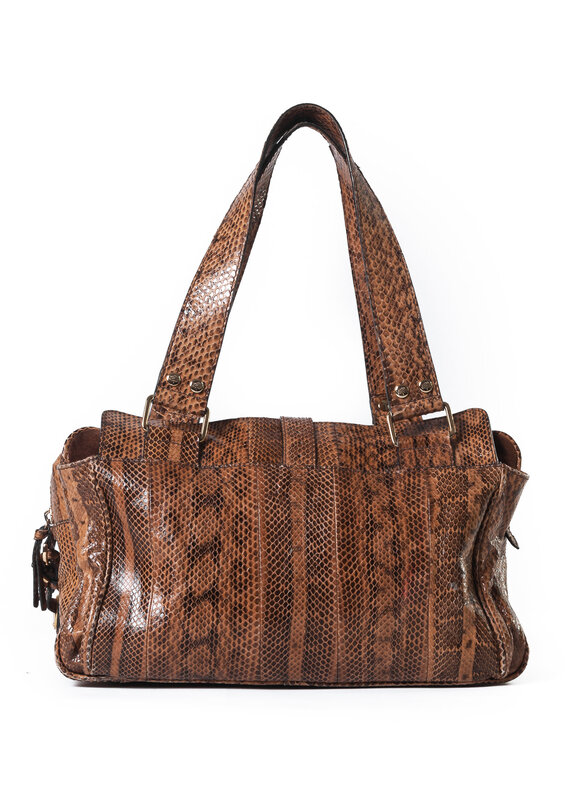 MULBERRY MULBERRY MABLE BROWN PYTHON BOWLING BAG CRTBLNCHSHP