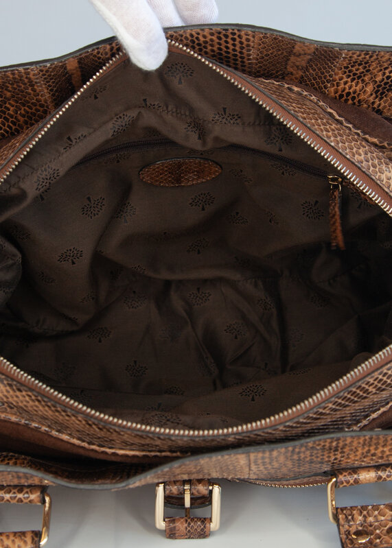 MULBERRY MULBERRY MABLE BROWN PYTHON BOWLING BAG CRTBLNCHSHP