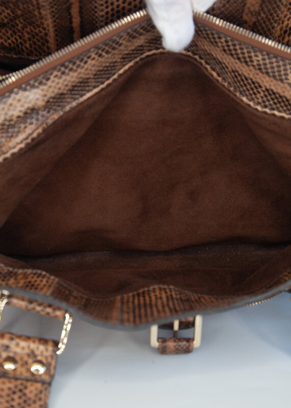 MULBERRY MULBERRY MABLE BROWN PYTHON BOWLING BAG