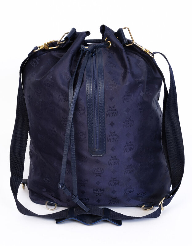 MCM MCM NYLON LOGO DRAWSTRING BUCKET BAG