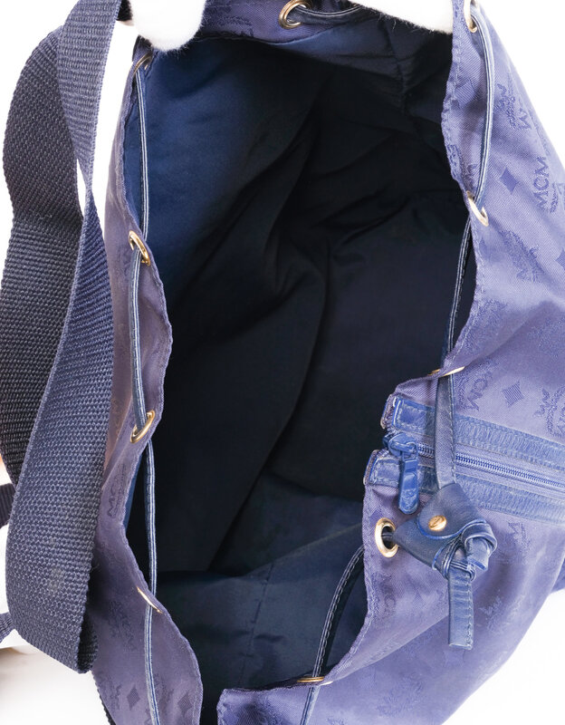 MCM MCM NYLON LOGO DRAWSTRING BUCKET BAG