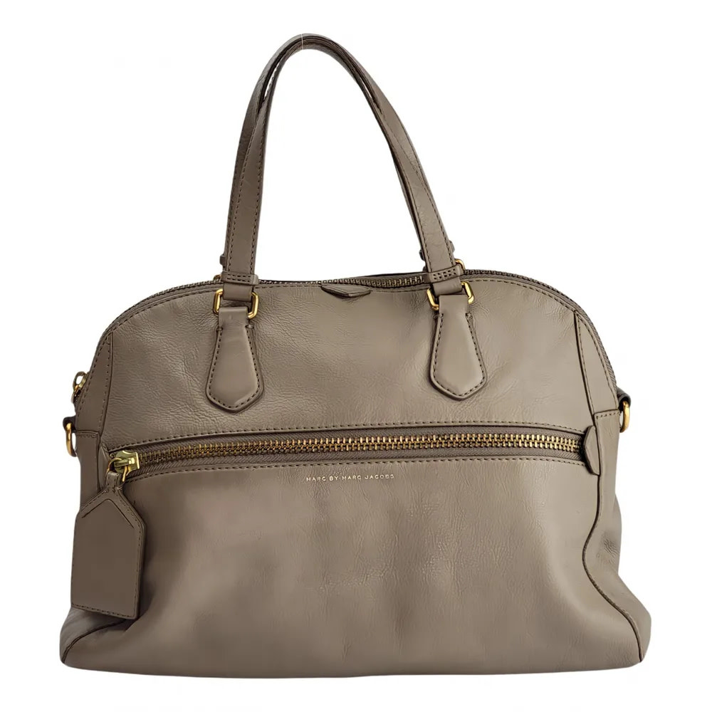 LARGE LEATHER BOWLING BAG - TAUPE